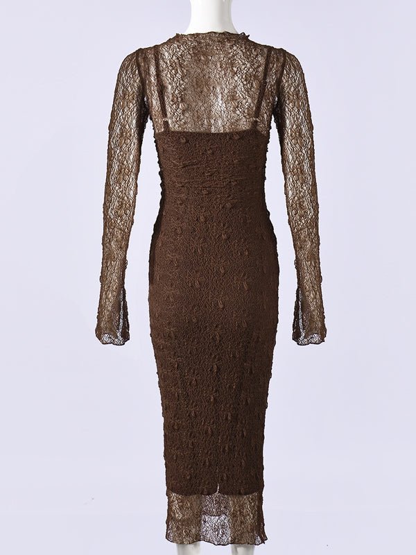 Lace Textured Bodycon Two Piece Set Sheer Maternity Maxi Dress for Maternity