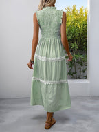 Cute Lace Splicing Ruffle Ruched Striped Vacation Maternity Maxi Dress for Maternity
