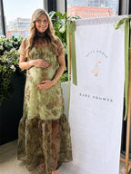Chic Floral Falbala Backless Bodycon Baby Shower Maternity Maxi Dress for Maternity