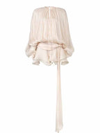 Chic Apricot Babyshower Falbala Belt Side Draped Ruched Two Piece Photoshoot Maternity Mini Dress Short for Maternity
