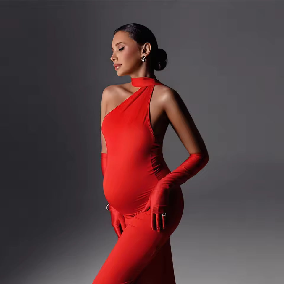 Elegant Backless Maternity Maxi Dress for Photoshoot - Momymoments