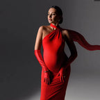 Elegant Backless Maternity Maxi Dress for Photoshoot - Momymoments