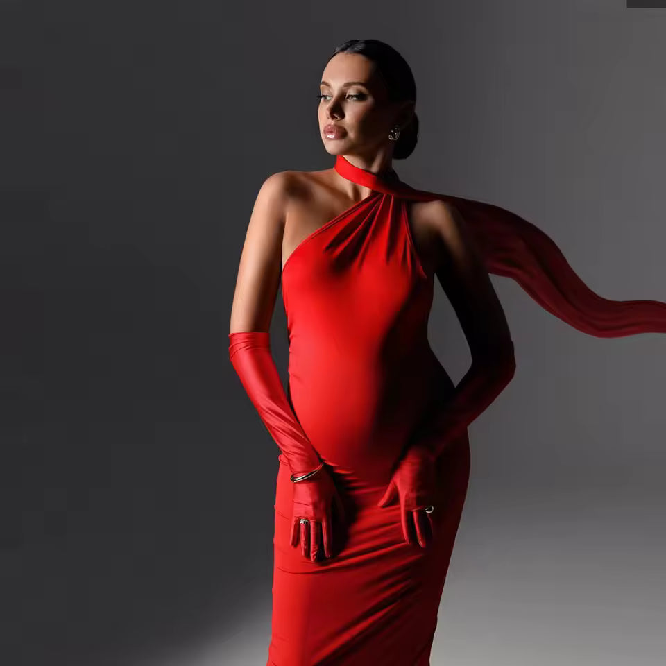 Elegant Backless Maternity Maxi Dress for Photoshoot - Momymoments