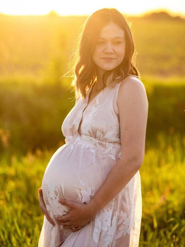 White Lace Boho Maxi Maternity Photoshoot Dress Outdoor And Beach Maternity Photography Gowns for Maternity