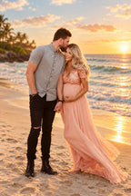 V-Neck Sequin Short Sleeve Maternity Photoshoot Dress - Momymoments