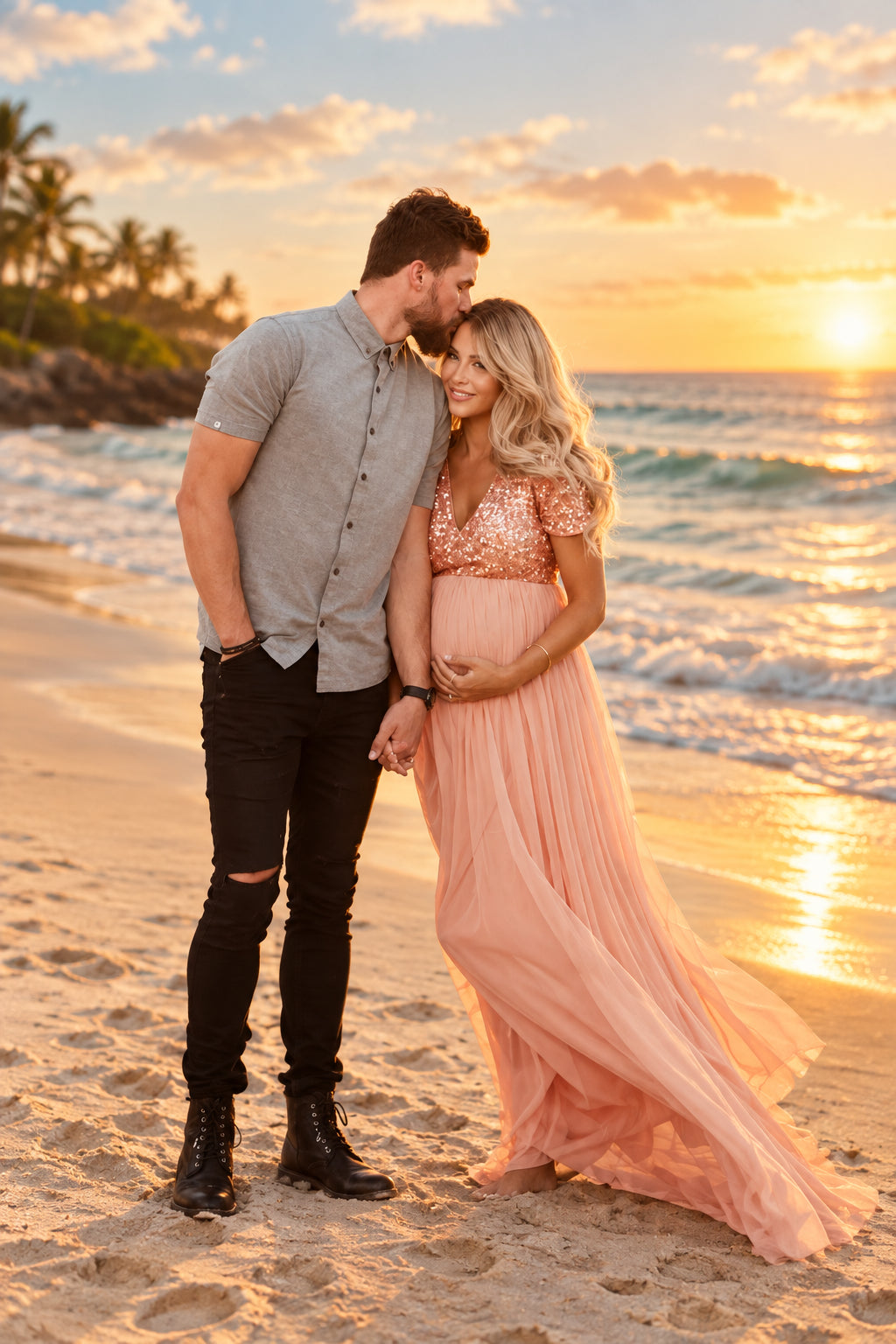 V-Neck Sequin Short Sleeve Maternity Photoshoot Dress - Momymoments