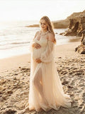 Grenadine Elegant Vacation Bohemian Off Shoulder Photoshoot Maternity Maxi Dress for Maternity