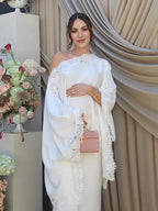 White Lace Ruffle One Shoulder Cape Two Piece Set Maternity Maxi Dress for Maternity