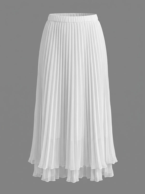 White Falbala Pleated A-line Two Piece Fashion Photoshoot Maternity Midi Dress for Maternity