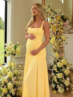 Ruched Backless Lace-up Baby Shower Maternity Maxi Dress for Maternity