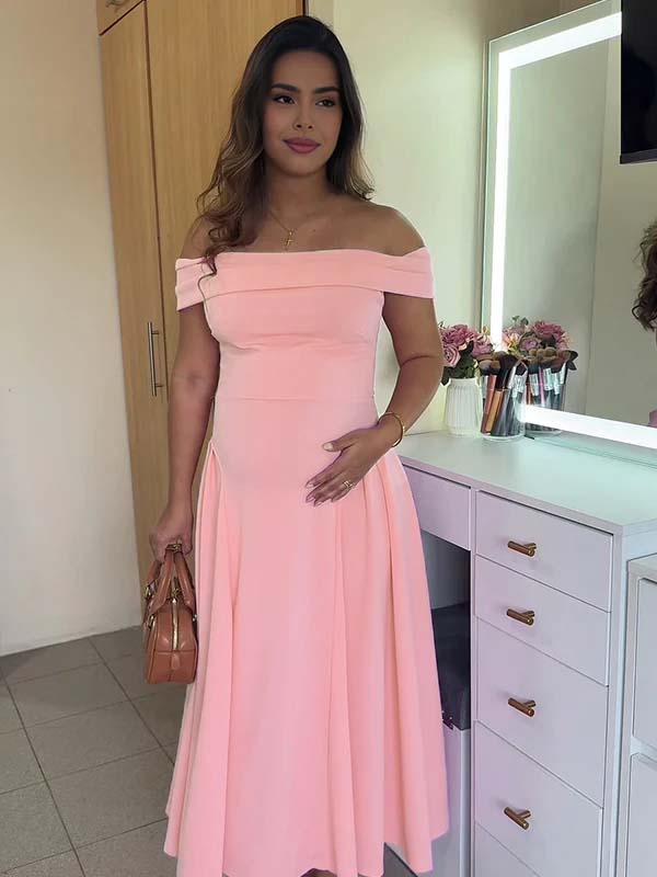 Off Shoulder Dropped Waist Voluminous Panels A-line Maternity Maxi Dress for Maternity