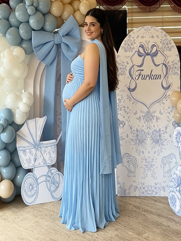 Belt Lace Up Maternity Baby Shower Maxi Dress for Maternity