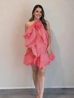 3d Flower Layered Ruffle Cami Backless Maternity Mini Dress for Maternity