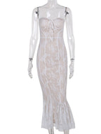 White Lace Corset Spaghetti Straps Mermaid Bodycon Elegant Cocktail Party Maternity Baby Shower Maxi Dress for Maternity