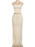 Apricot Ruched Lace-up Cami Big Swing Two Piece Set Maternity Maxi for Maternity