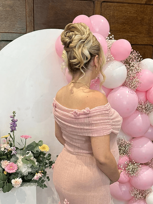 Grenadine Off Shoulder 3d Flowers Bodycon Elegant Photoshoot Baby Shower Maternity Maxi Dress for Maternity