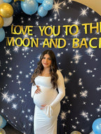 Elegant Long Sleeve Maternity Dress Ultimate Baby Shower Outfit White Bodycon Dress for Maternity