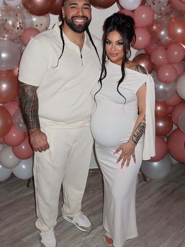 Strap Ties One Shoulder Mermaid Bodycon Elegant Photoshoot Baby Shower Maternity Maxi Dress for Maternity