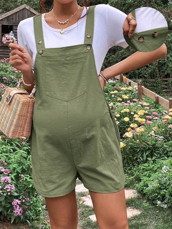 Pockets Buttons Adjusted Daily Casual Fashion Waist Overall Pants Maternity Jumpsuit for Maternity