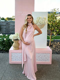 Wrap Halter Neck Backless Bodycon Elegant Maternity Photoshoot Maxi Dress for Maternity