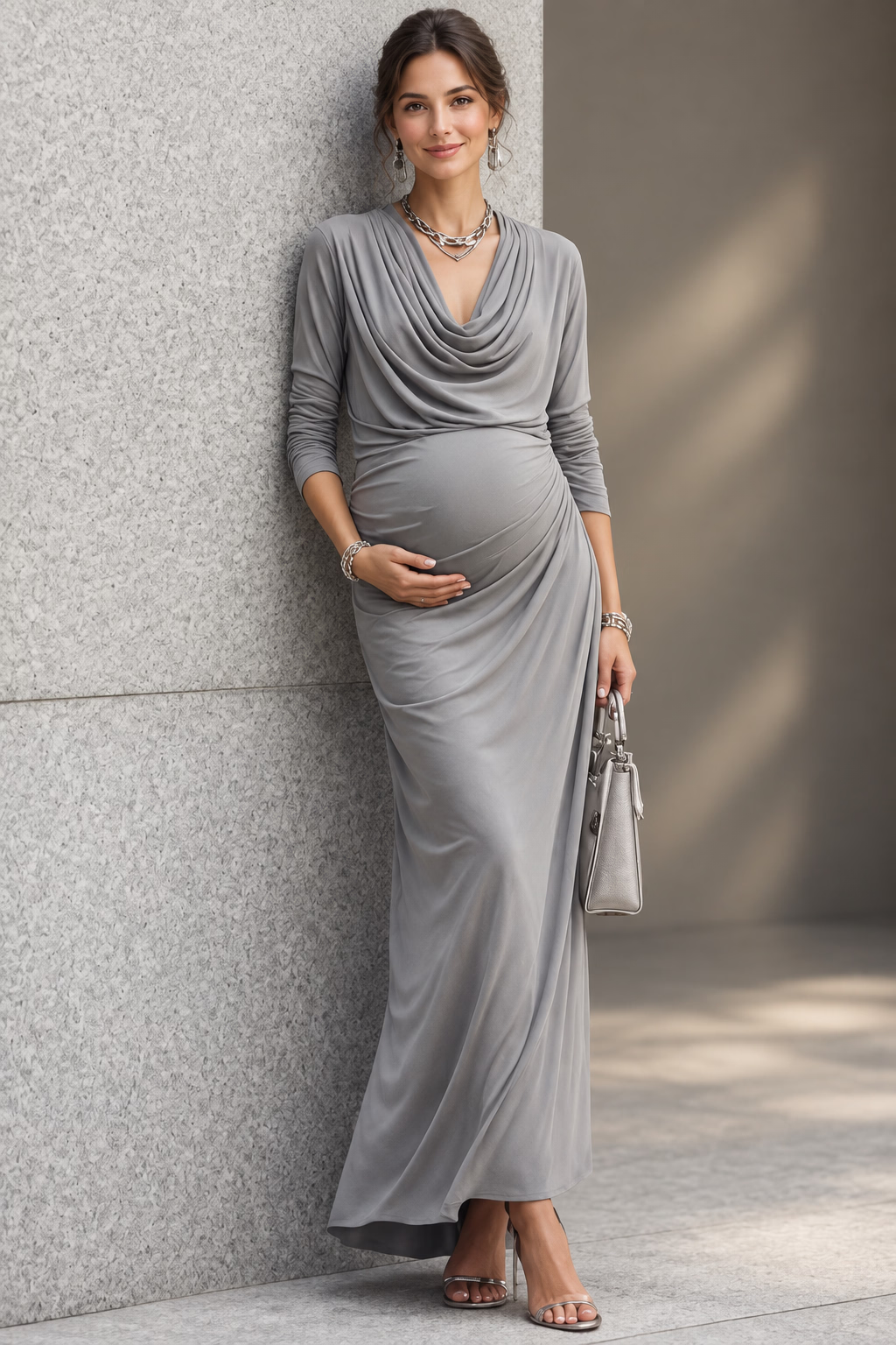 Elegant Draped Maternity Dress – Perfect for Baby Shower, Photoshoot  & Party - Momymoments