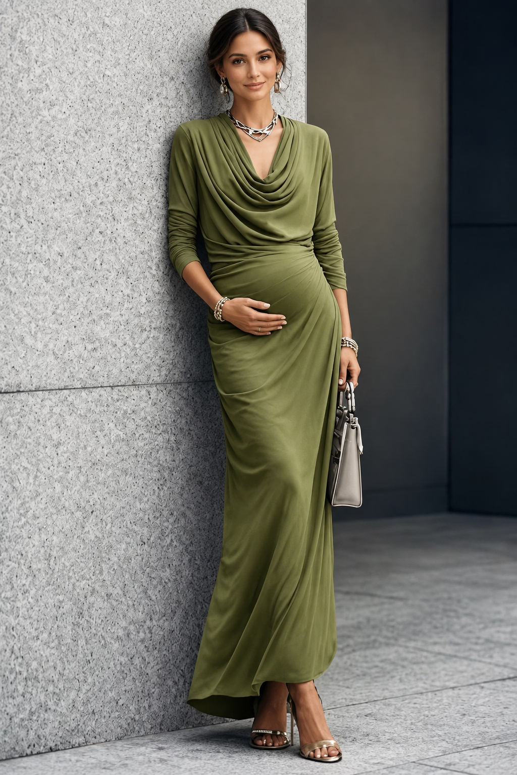 Elegant Draped Maternity Dress – Perfect for Baby Shower, Photoshoot  & Party - Momymoments