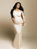 Strap Ties One Shoulder Mermaid Bodycon Elegant Photoshoot Baby Shower Maternity Maxi Dress for Maternity