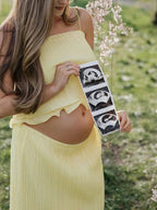 Cascading Ruffle Spaghetti Straps Two Piece Photoshoot Maternity Maxi Dress for Maternity
