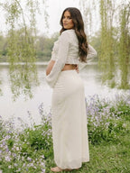 Ruffle Lace Up Two Piece Maternity Photoshoot Maxi Dress for Maternity