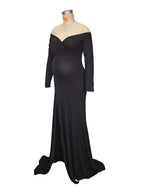 Side Split Mermaid Off Shoulder Bodycon Photoshoot Maternity Maxi Dress for Maternity