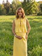 Lace Up Ruched Two Piece Maternity Photoshoot Maxi Dress for Maternity