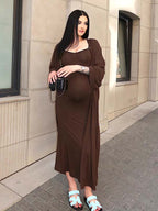 Knit Tank Long Cardigan Two Piece Maternity Photoshoot Maxi Dress for Maternity